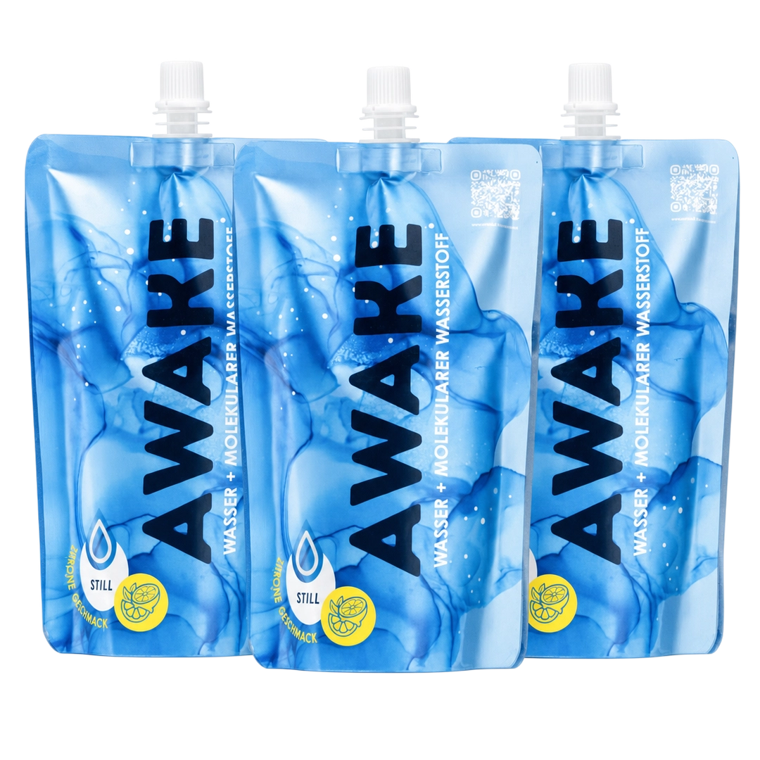 AWAKE Quetschbeutel Testpaket – 12er-Paket à 450 ml