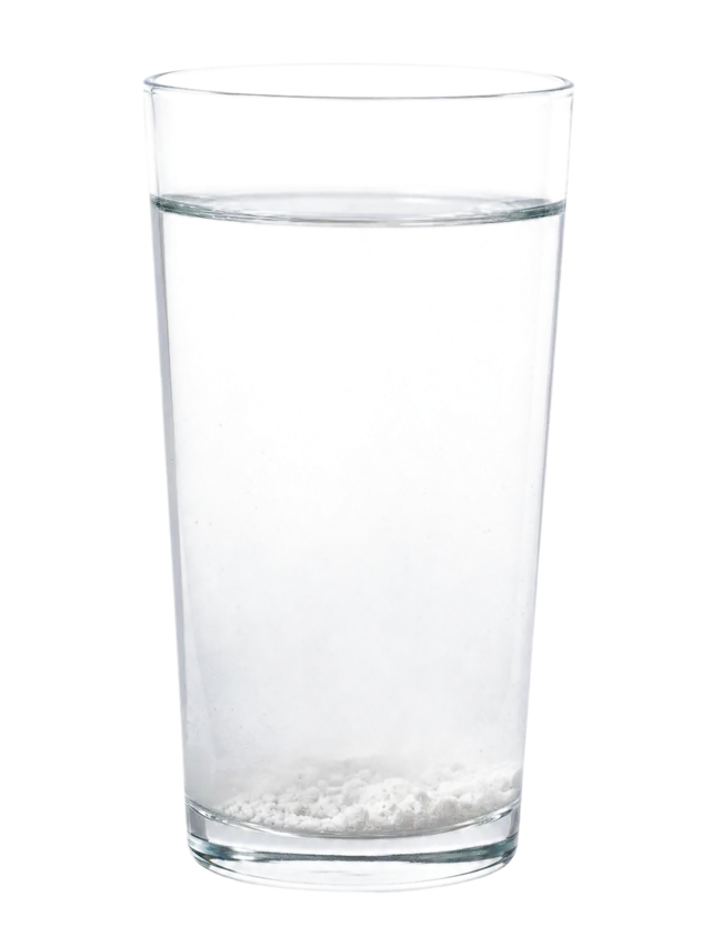 Whitish turbidity and magnesium hydroxide sediment in a glass after an H₂ effervescent tablet