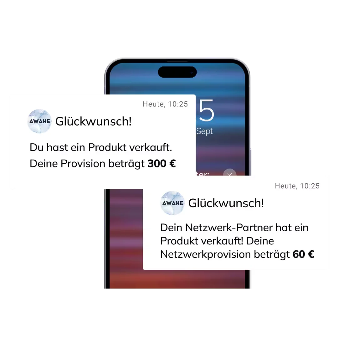 AWAKE partner program commissions on smartphone
